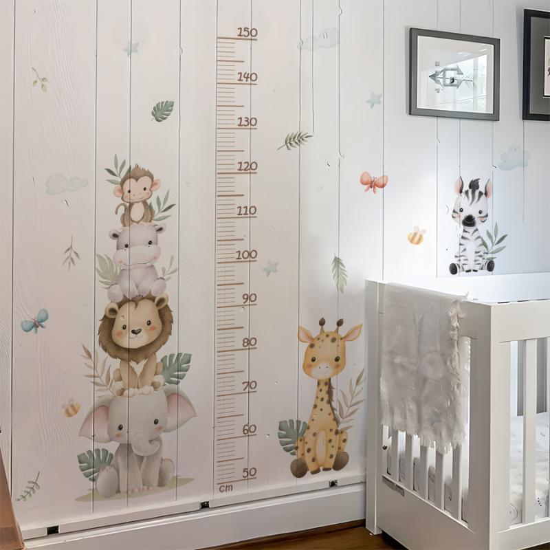 Baby Nursery Jungle Wallpaper - Children's Growth Chart Sticker Jungle Animals