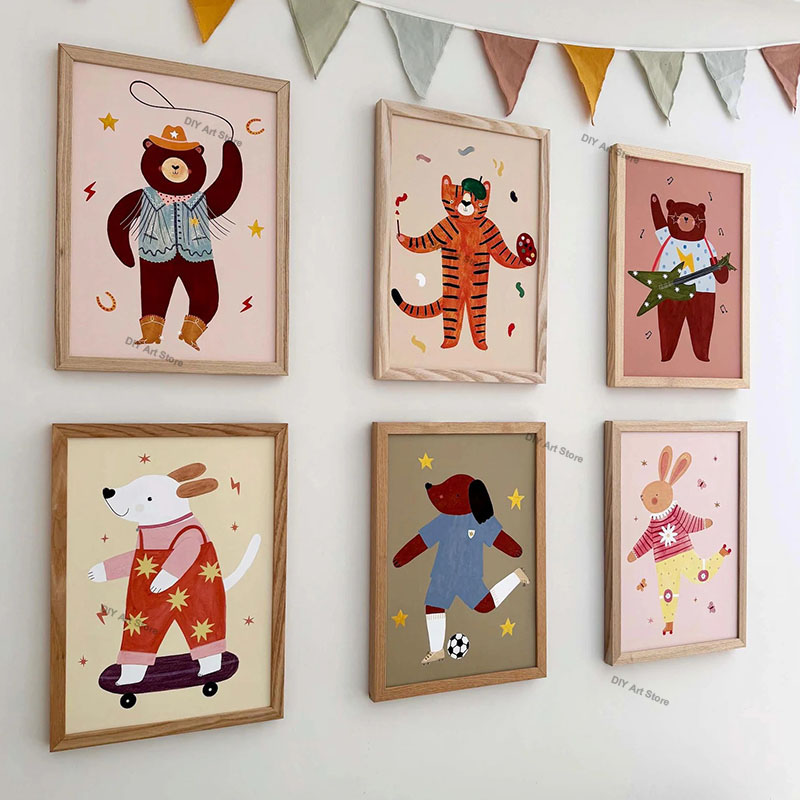 Baby Nursery Pictures - Funny Cartoon Animal Nursery Wall Art