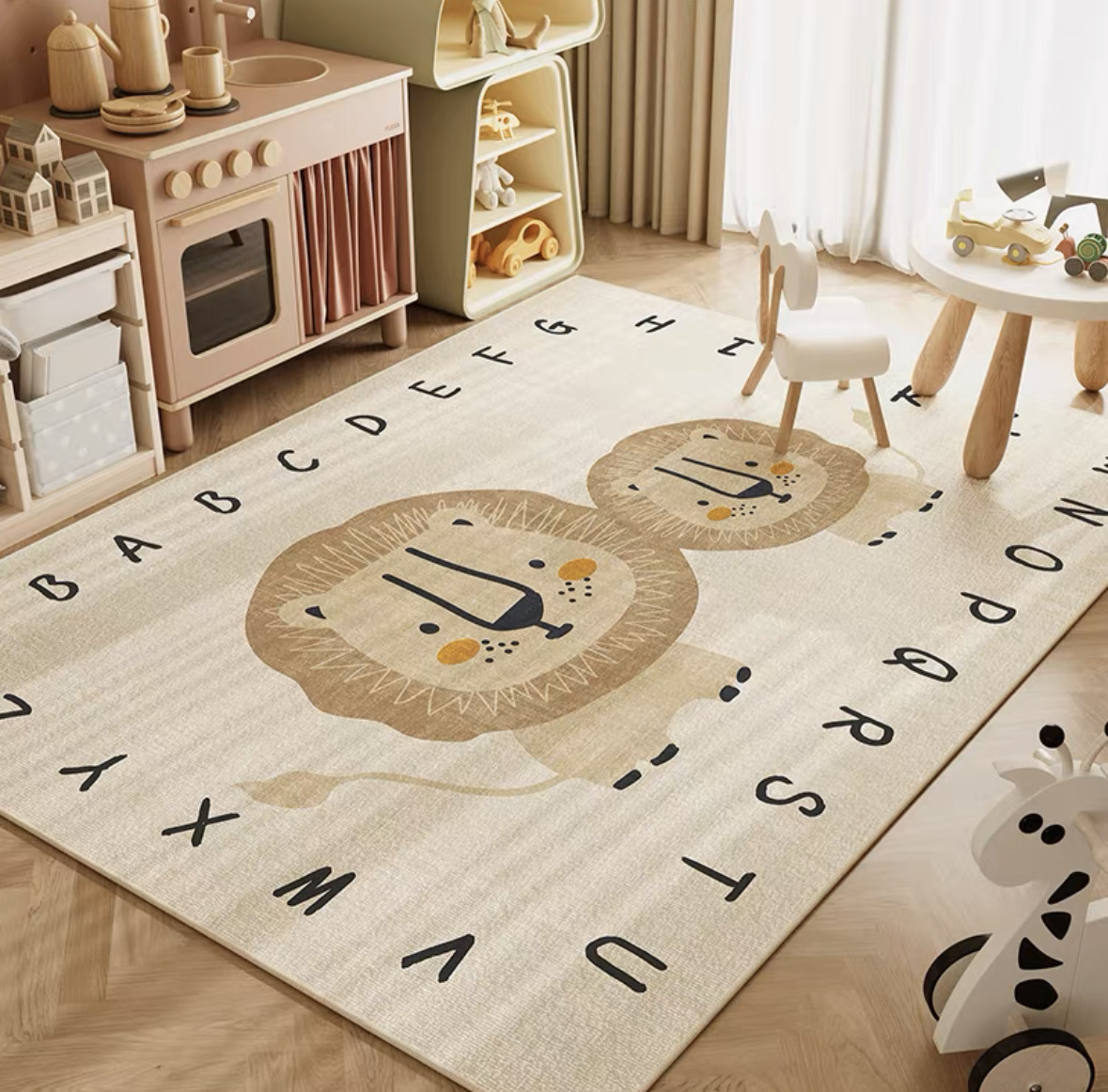 Baby Nursery Mat - VIKAMA Neutral Cartoon Lion Baby Crawling