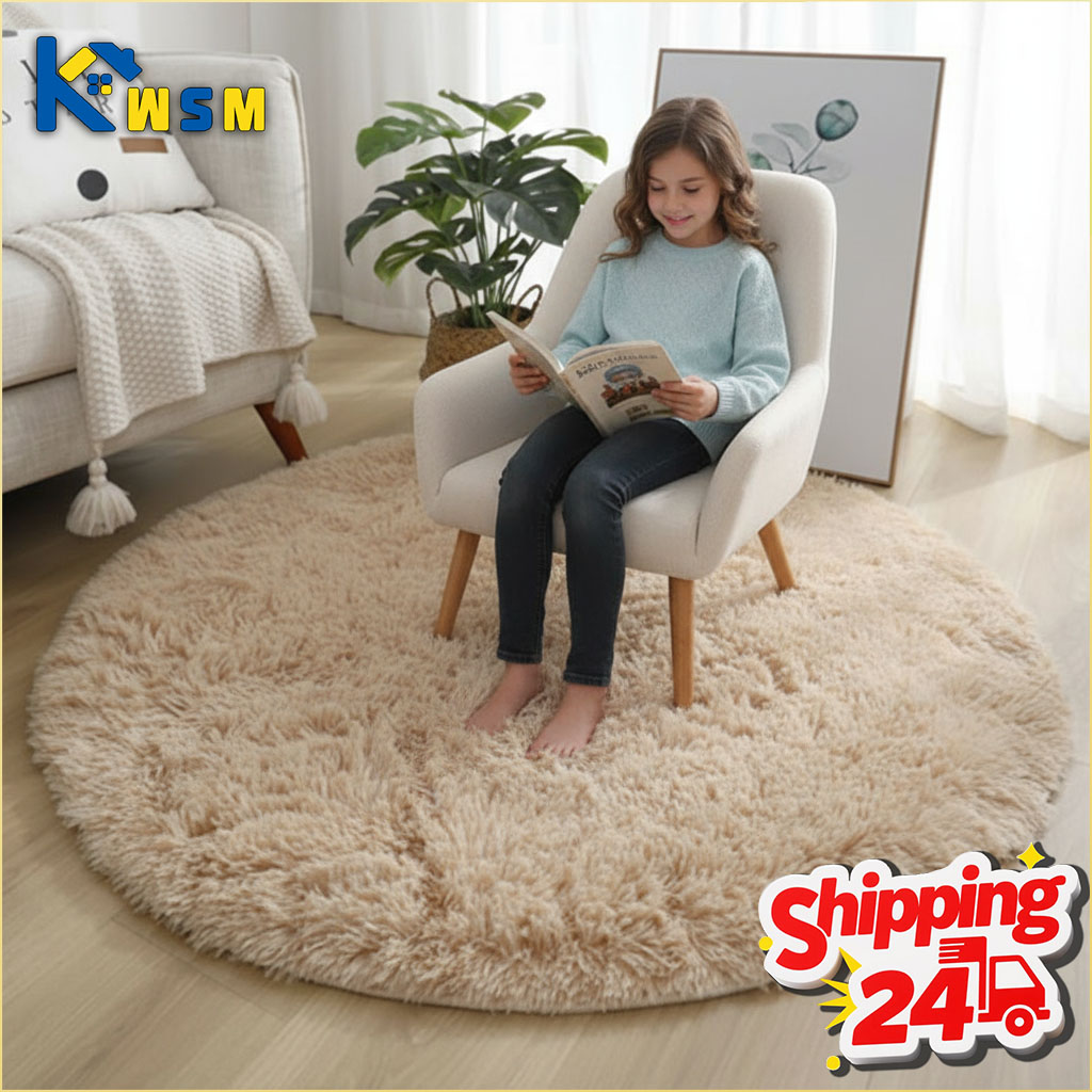 Baby Nursery Mat - Super Soft Fluffy Round Rug Plush