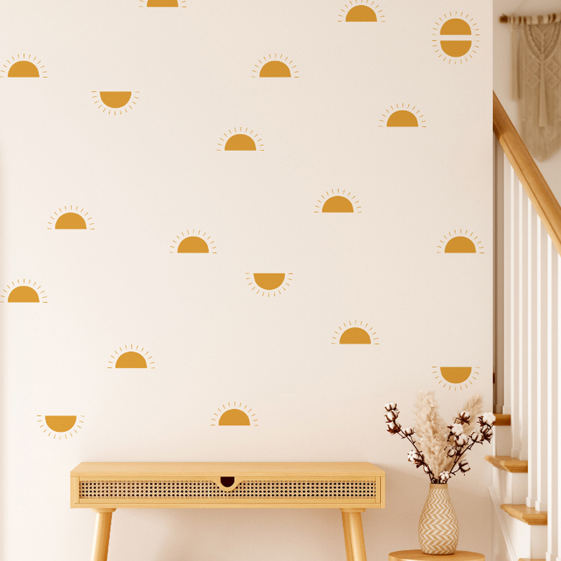 Baby Nursery Yellow - Boho Yellow Orange Half Sun Wall