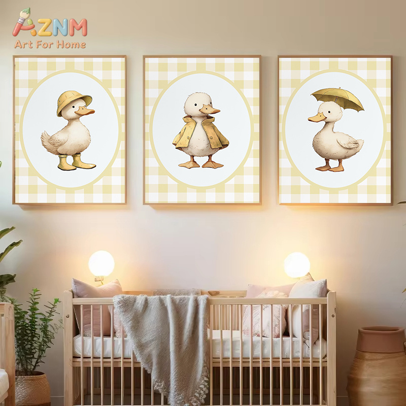 Baby Nursery Yellow - AZNM Cute Duck Canvas Wall Art