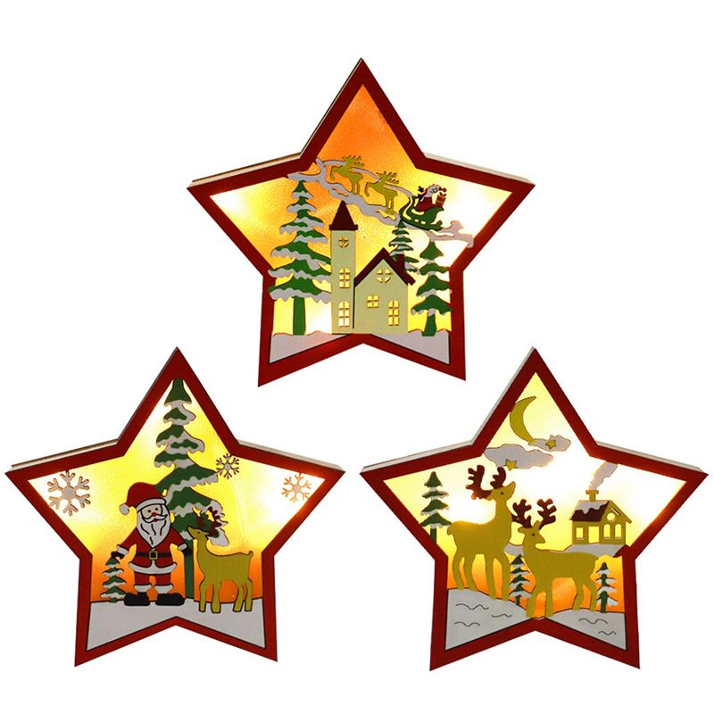 Baby Nursery Table Lamp - AA05 3 PCS LED Wood Star