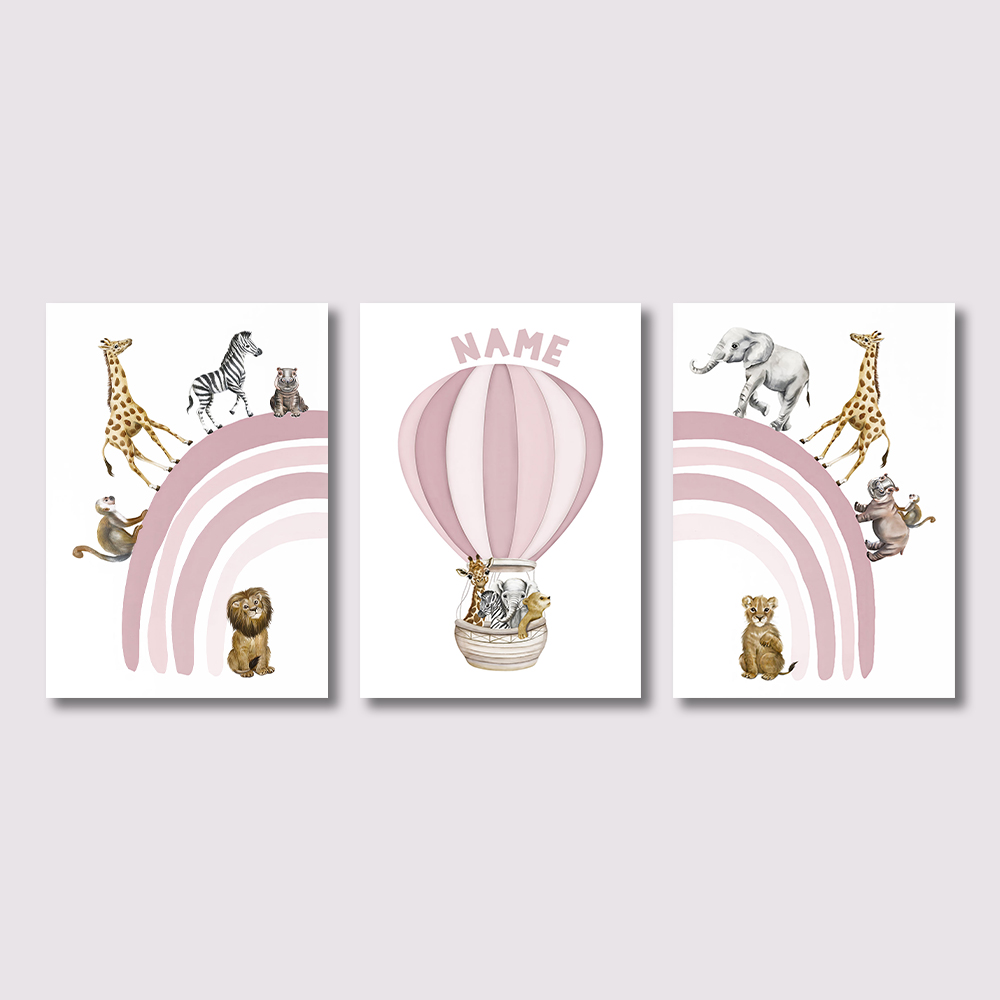 Baby Nursery Pictures - 3PCS Safari Animal Nursery Canvas Print,