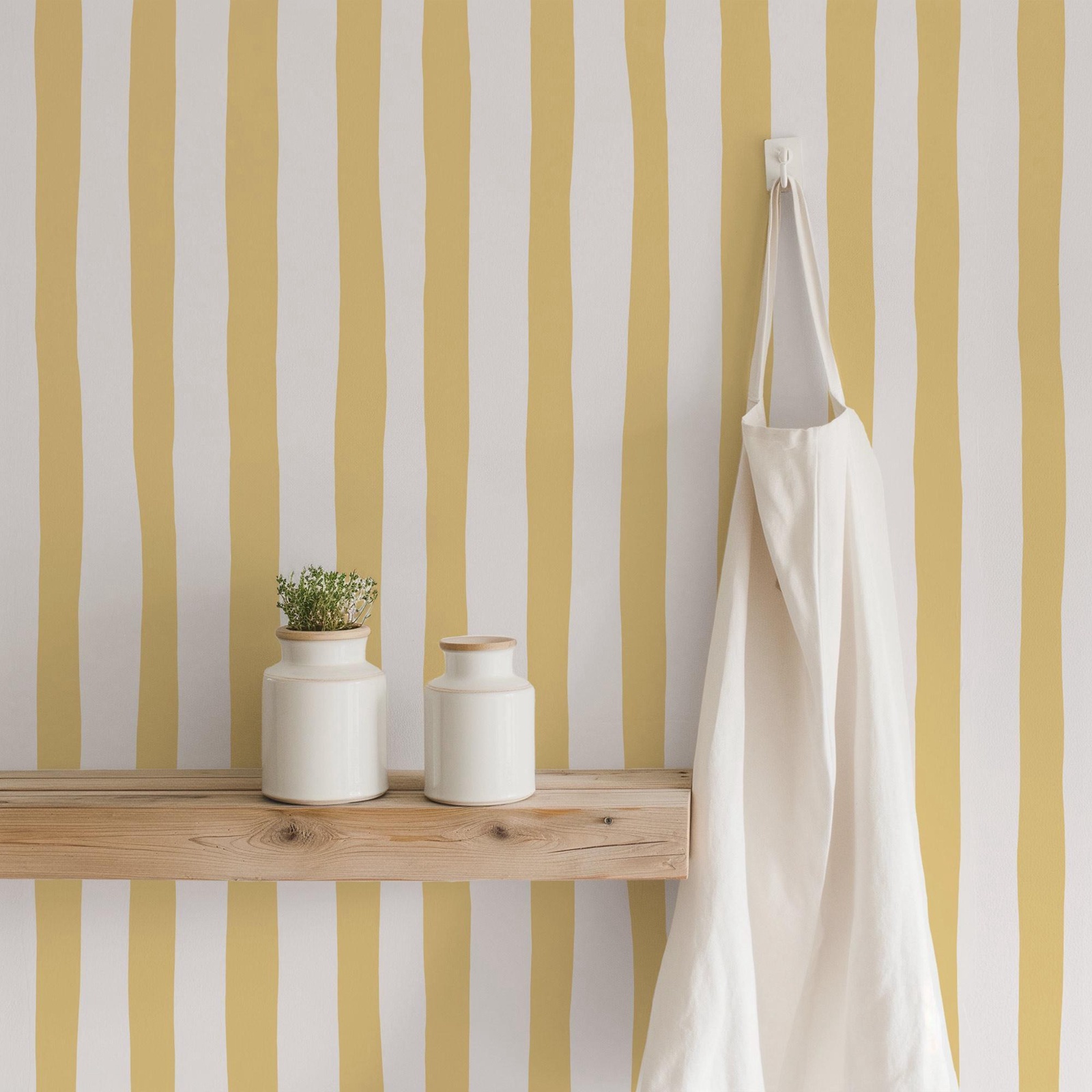 Baby Nursery Peel And Stick Wallpaper - Sunshine Yellow Wobbly Stripes Wallpaper Peel