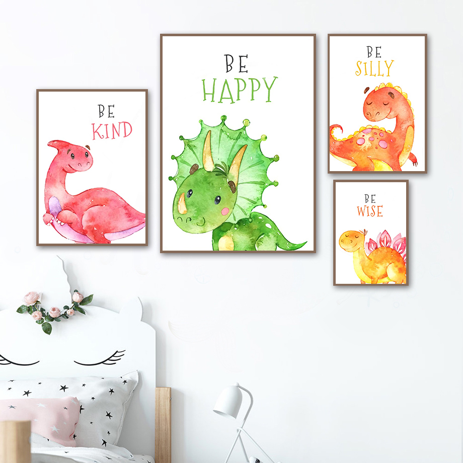 Baby Nursery Quotes Wall Art - Cartoon Dinosaur Quotes Wall Art Canvas