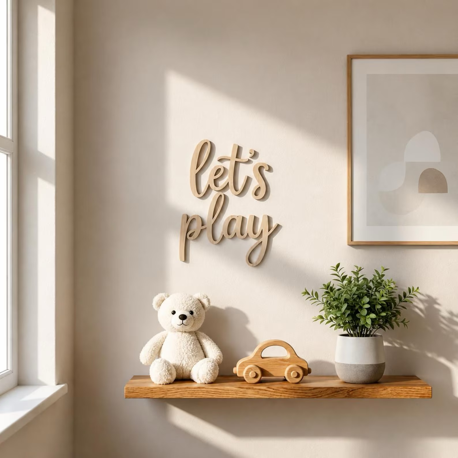 Baby Nursery Pictures - Let's Play Wooden Wall Sign, Playroom