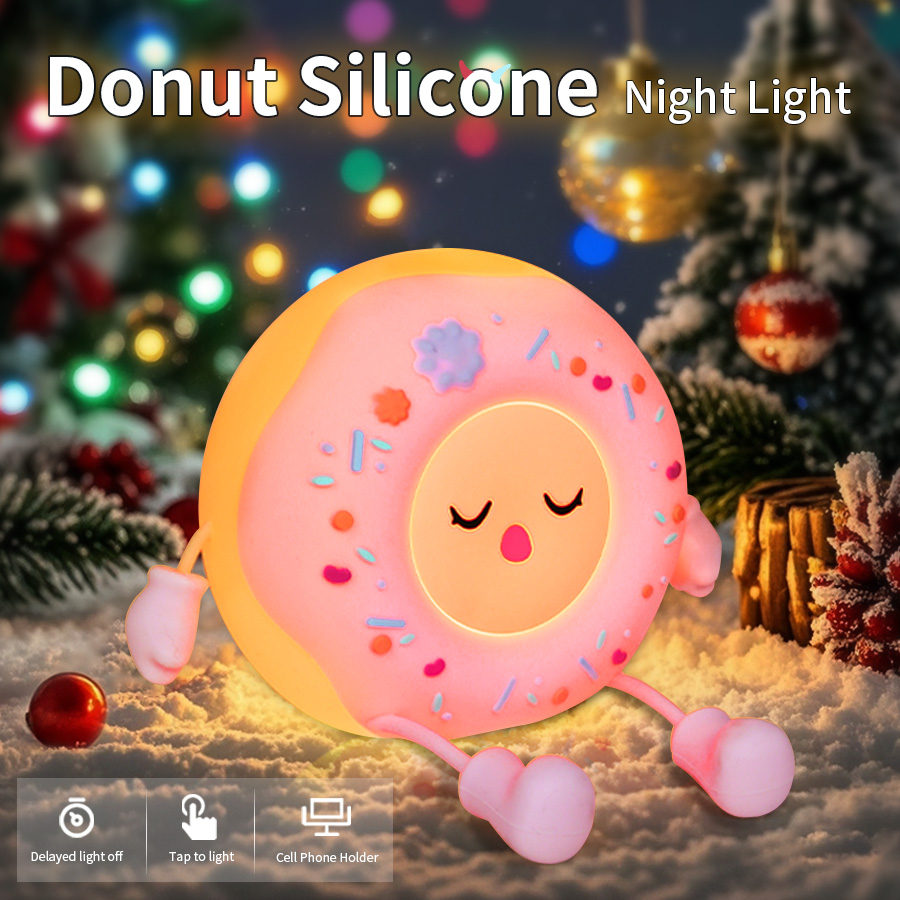 Baby Nursery Table Lamp - Donut Led Night Light Cartoon Silicone