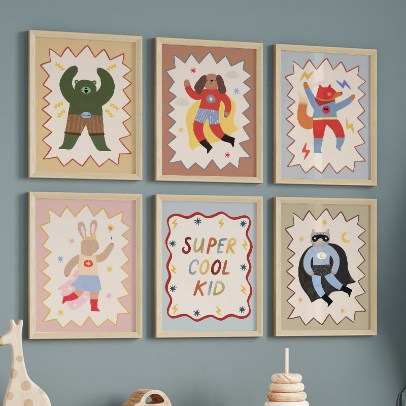 Baby Nursery Pictures - Funny Cartoon Super Cool Kid Nursery