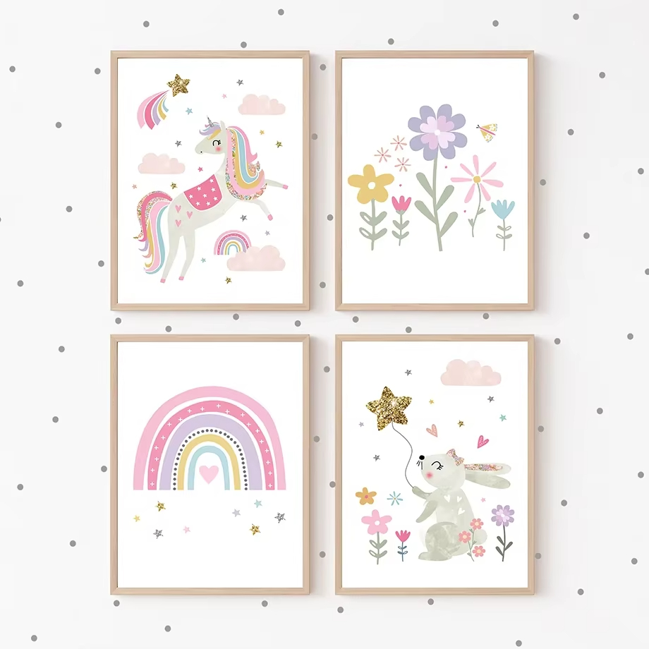 Pink Unicorn Rabbit Rainbow Cl - đánh giá và giá Baby Nursery Mirror