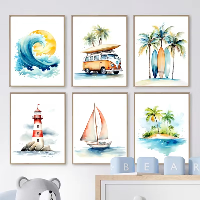 Surf Ocean Themed Nursery Beac - đánh giá và giá Baby Nursery Mirror