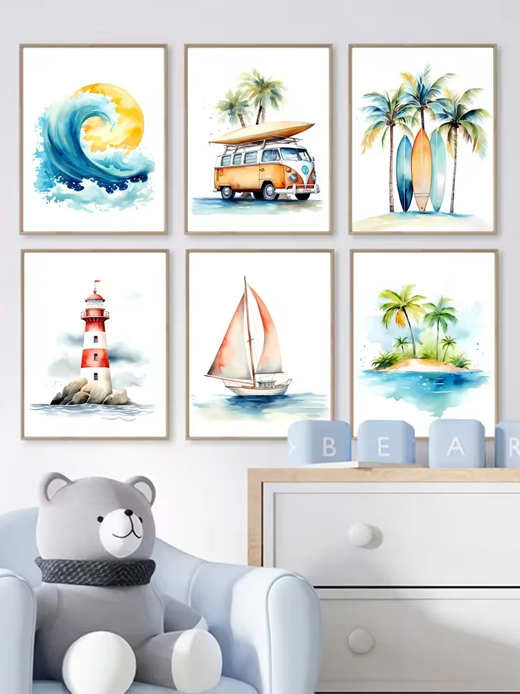 Surf Ocean Themed Nursery Beac - đánh giá và giá Baby Nursery Mirror