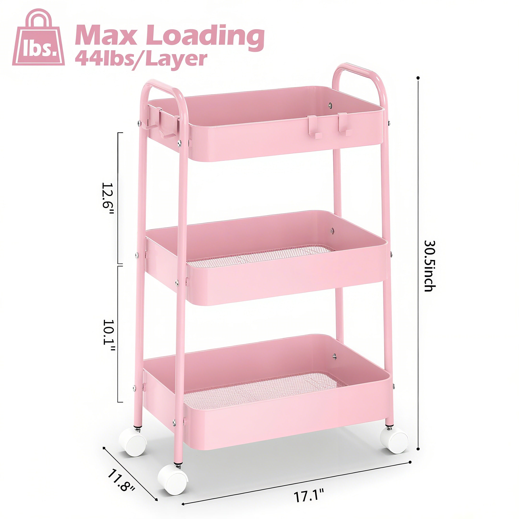 3 Tier Metal Rolling Cart With - đánh giá và giá Baby Nursery Trolley