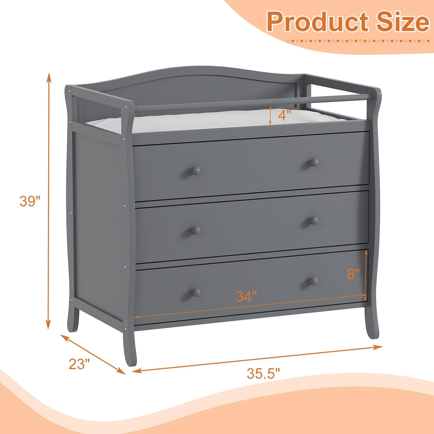 3 Drawers Baby Changing Table  - đánh giá và giá Baby Nursery Drawers