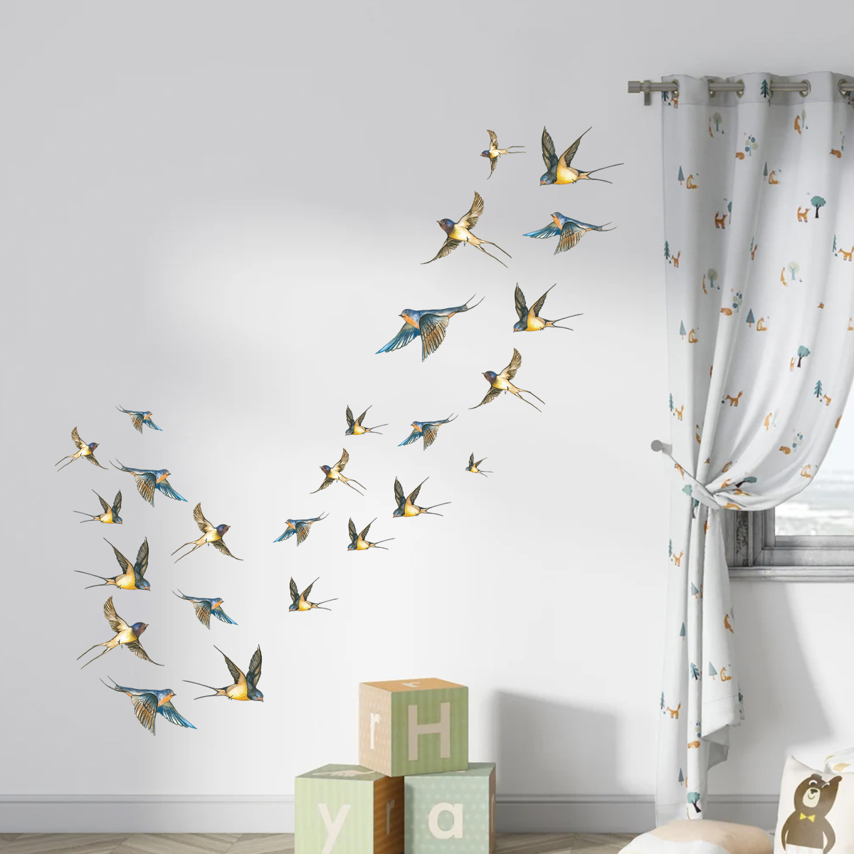4Pcs Watercolor Multicolor Bir - đánh giá và giá Baby Nursery Modern