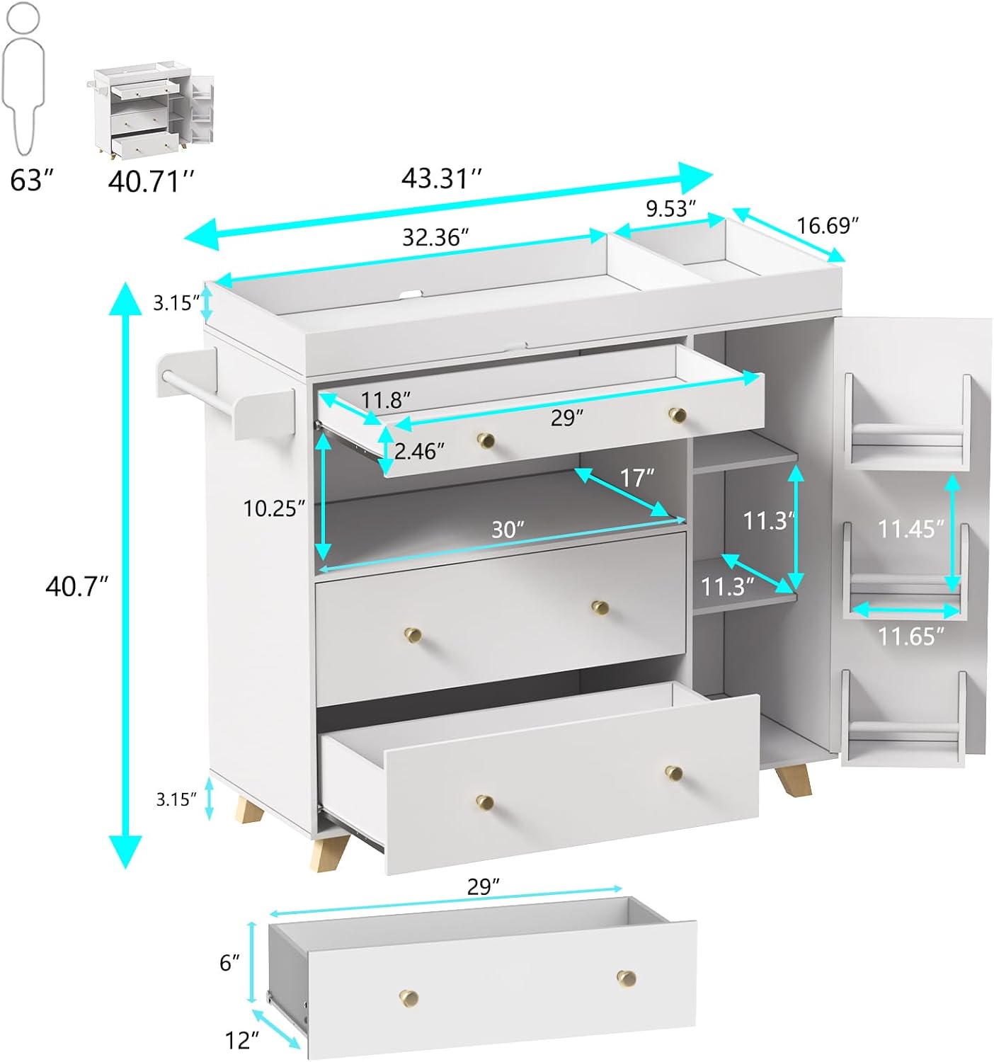 Baby Changing Table, Modern Di - đánh giá và giá Baby Nursery Drawers