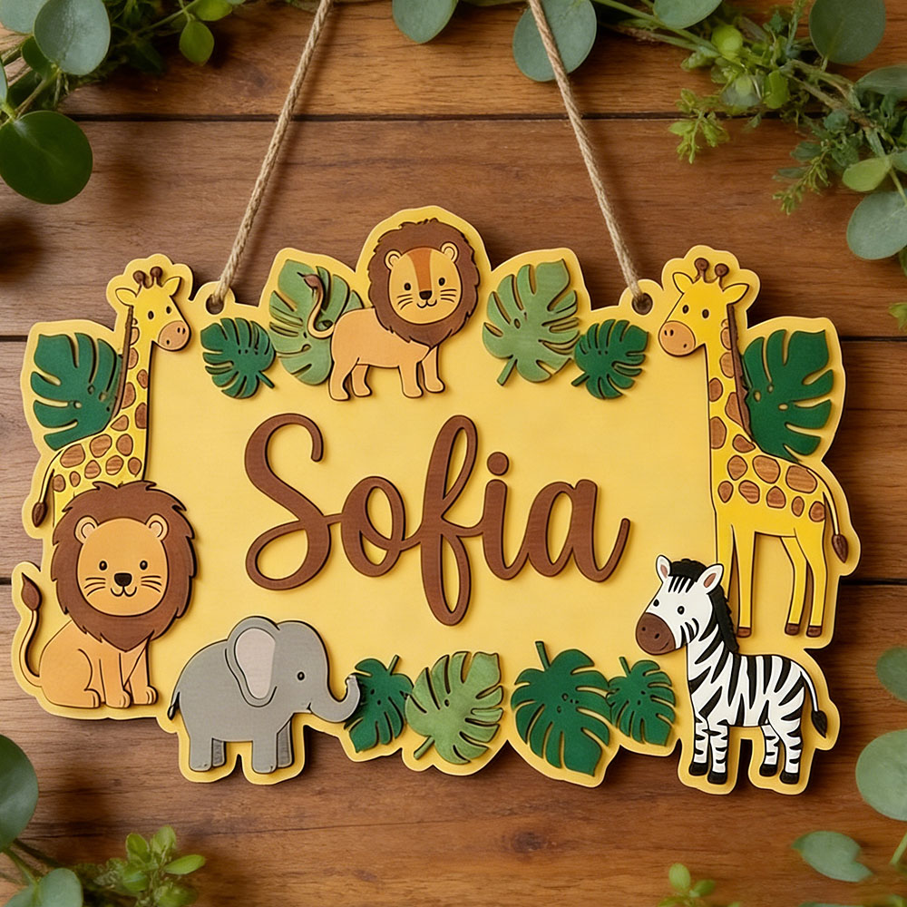 Personalized Safari Name Sign, - đánh giá và giá Baby Nursery Yellow