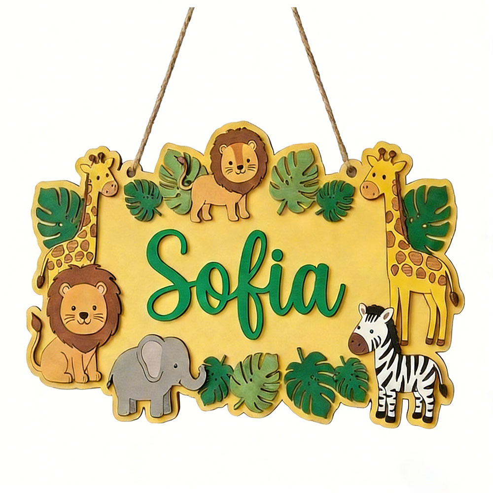 Personalized Safari Name Sign, - đánh giá và giá Baby Nursery Yellow
