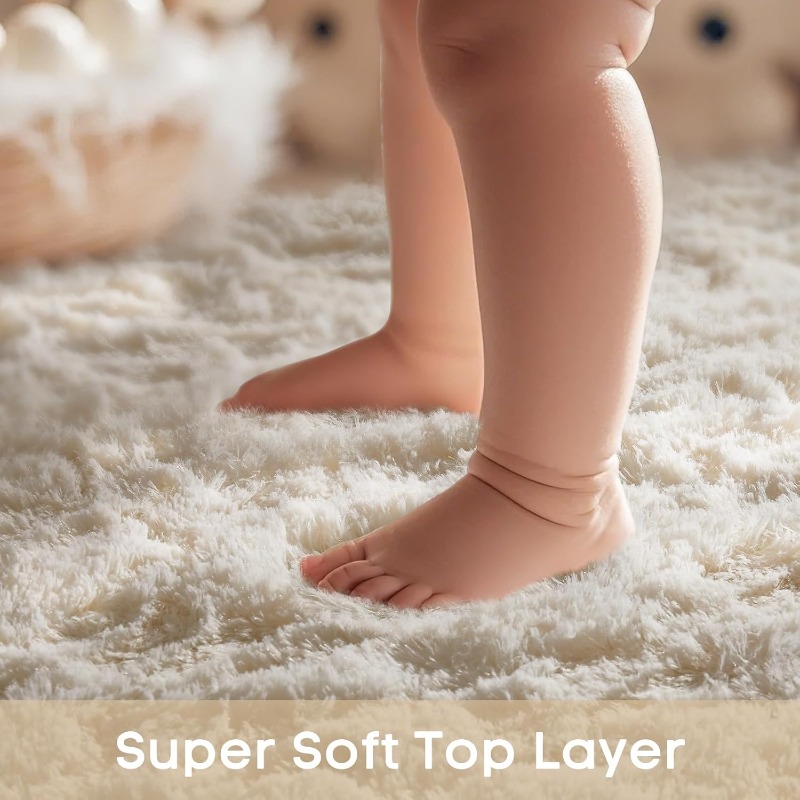 Round Cream White Rug Soft Flu - đánh giá và giá Baby Nursery Mat
