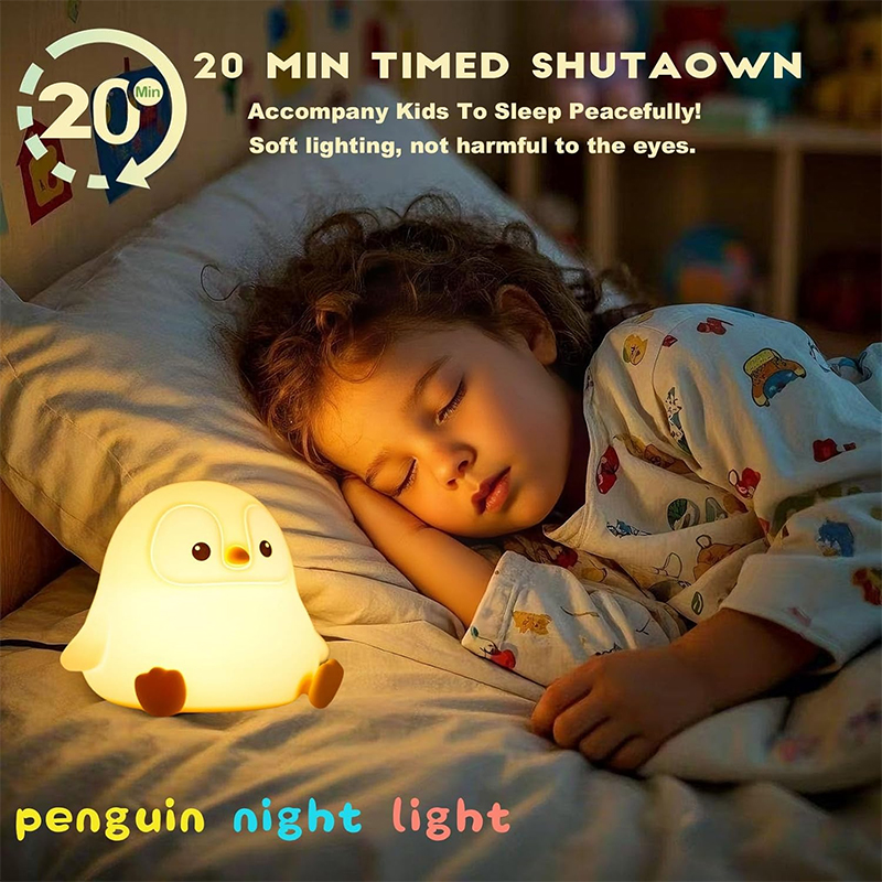 Cute Penguin Night Light Silic - đánh giá và giá Baby Nursery Table Lamp