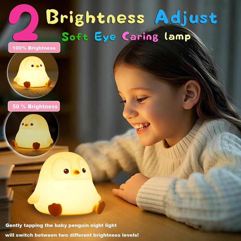 Cute Penguin Night Light Silic - đánh giá và giá Baby Nursery Table Lamp