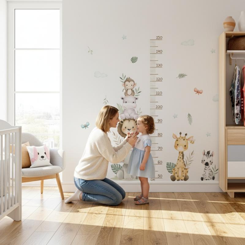 Children's Growth Chart Sticke - đánh giá và giá Baby Nursery Jungle Wallpaper