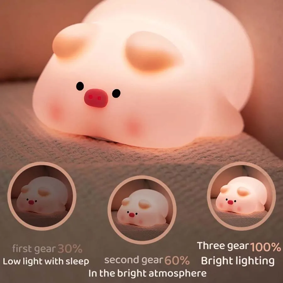 Piggy Bunny Night Light Led Ta - đánh giá và giá Baby Nursery Table Lamp