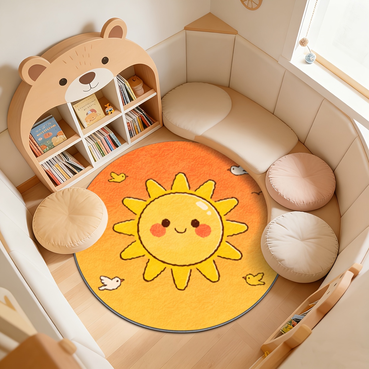 Kids Round Sun Rug Yellow Play - đánh giá và giá Baby Nursery Yellow