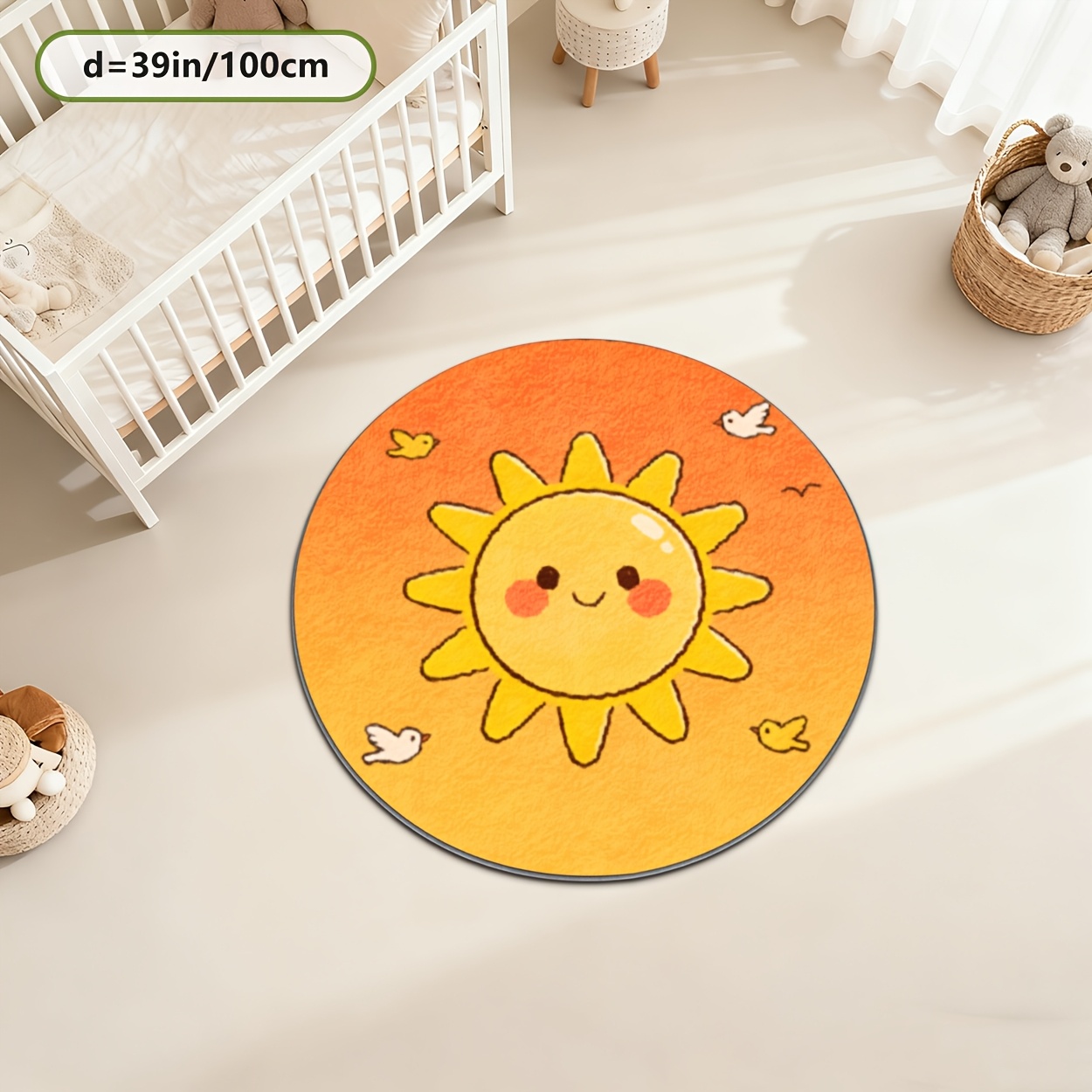 Kids Round Sun Rug Yellow Play - đánh giá và giá Baby Nursery Yellow