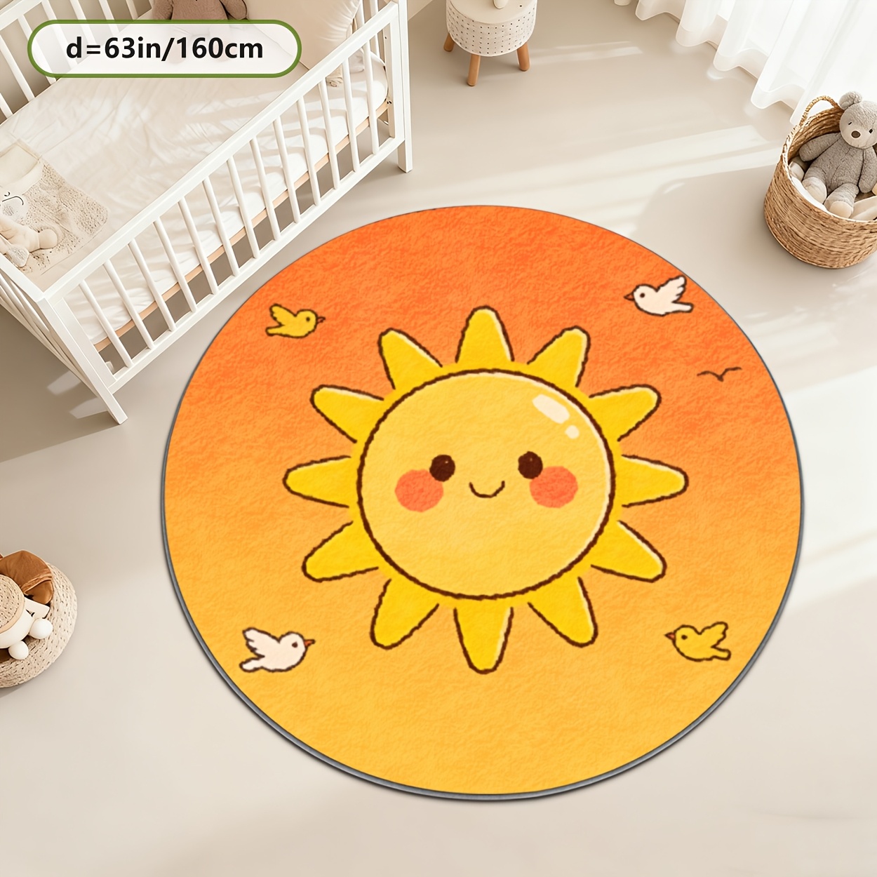 Kids Round Sun Rug Yellow Play - đánh giá và giá Baby Nursery Yellow