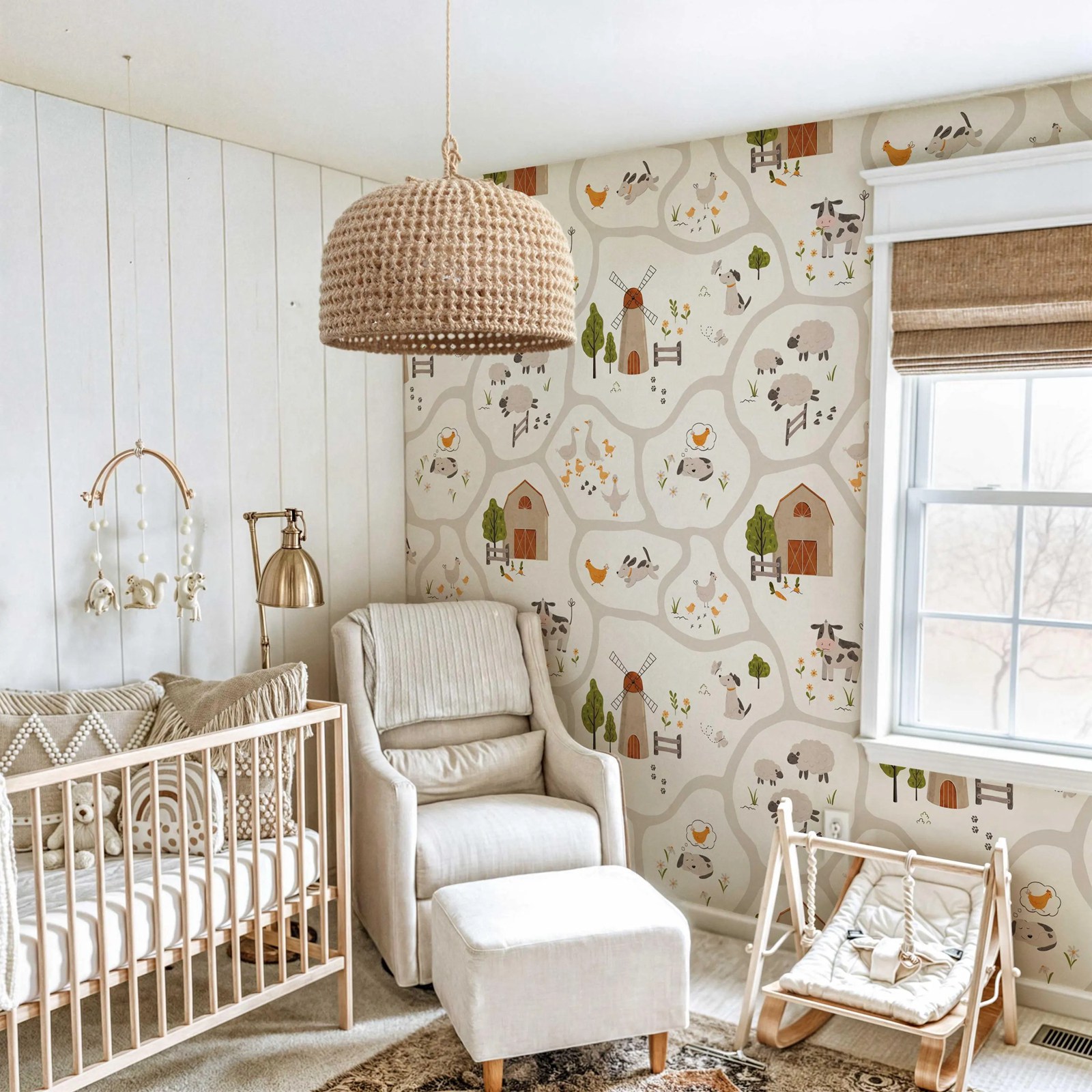 Cute Farm Animals Kids Wallpap - đánh giá và giá Baby Nursery Peel And Stick Wallpaper