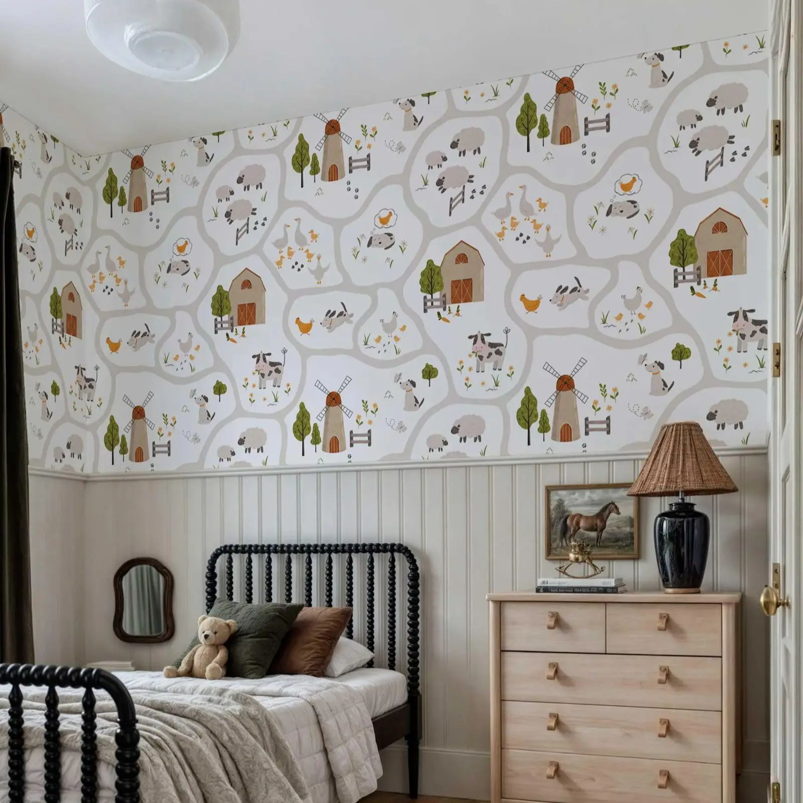 Cute Farm Animals Kids Wallpap - đánh giá và giá Baby Nursery Peel And Stick Wallpaper