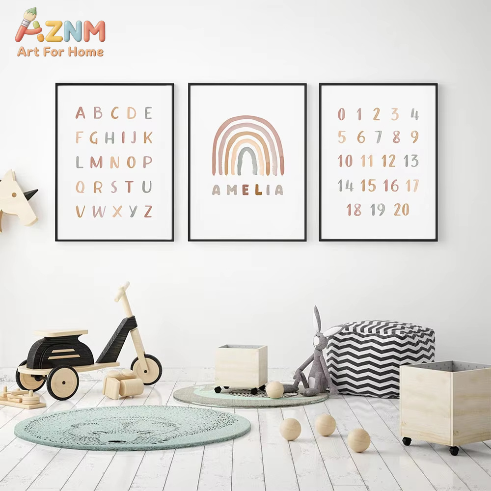 Poster Custom ABC 123 Rainbow  - đánh giá và giá Baby Nursery Mirror