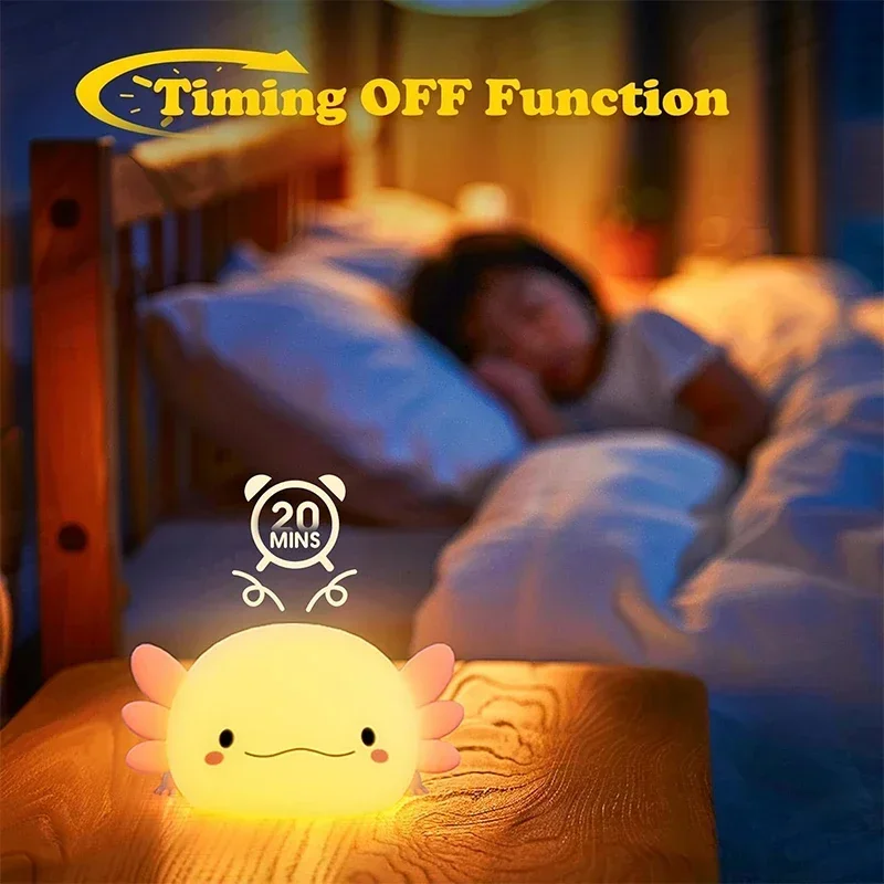 Cute Axolotl Night Light Silic - đánh giá và giá Baby Nursery Table Lamp