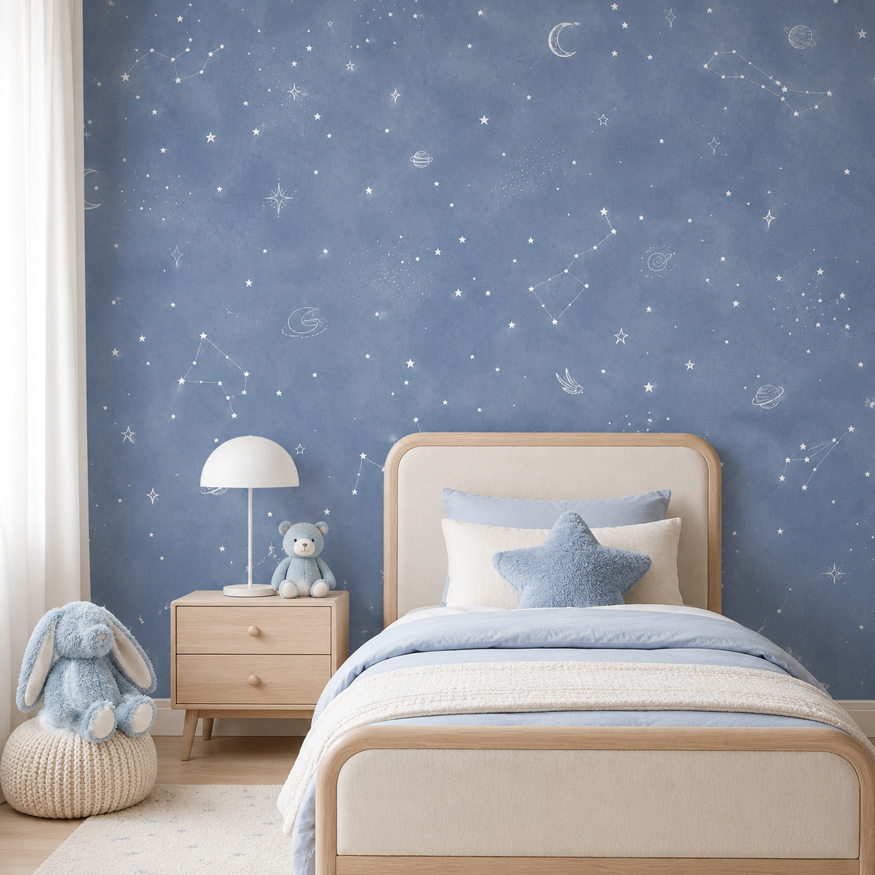 Blue Starry Sky Self Adhesive  - đánh giá và giá Baby Nursery Peel And Stick Wallpaper