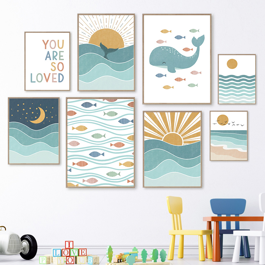 (2D canvas painting)  Fish Wha - đánh giá và giá Baby Nursery Quotes Wall Art