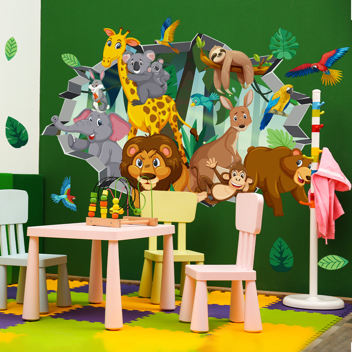 Broken Wall Cute Jungle Animal - đánh giá và giá Baby Nursery Jungle Wallpaper