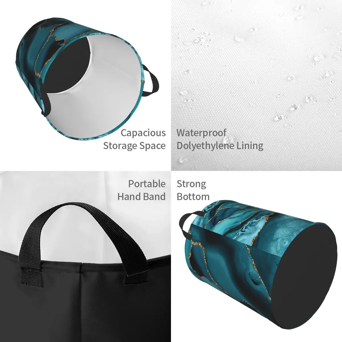 Custom Teal And Gold Marble La - đánh giá và giá Baby Nursery Laundry Basket