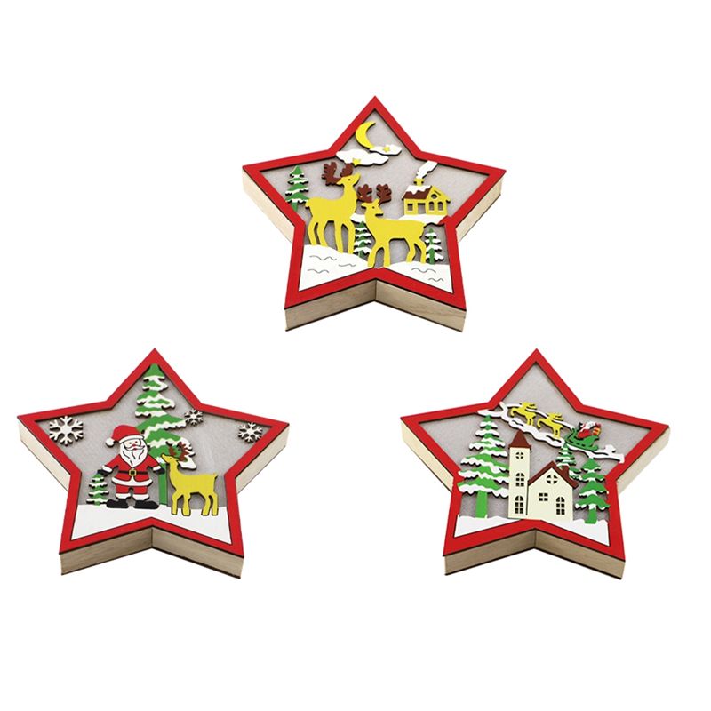 3 Piece LED Wood Star Night Li - đánh giá và giá Baby Nursery Table Lamp