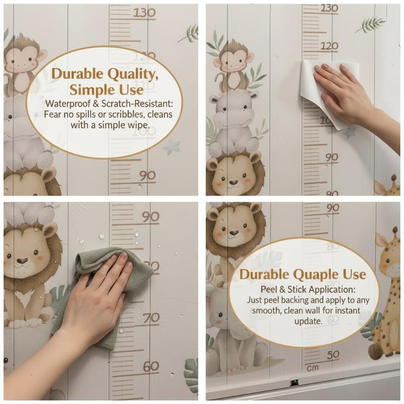 Children's Growth Chart Sticke - đánh giá và giá Baby Nursery Jungle Wallpaper