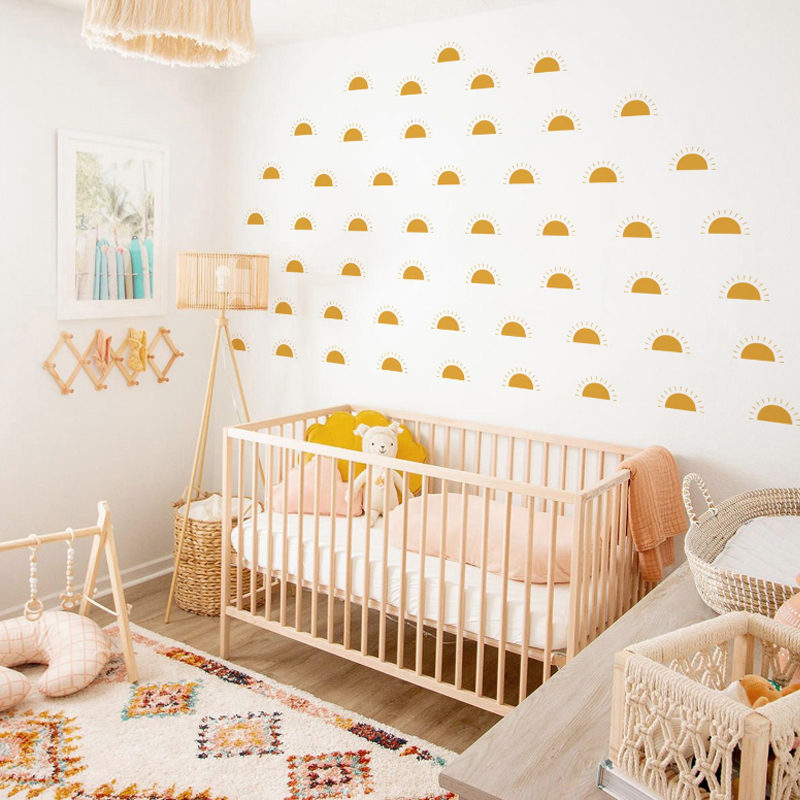 Boho Yellow Orange Half Sun Wa - đánh giá và giá Baby Nursery Yellow