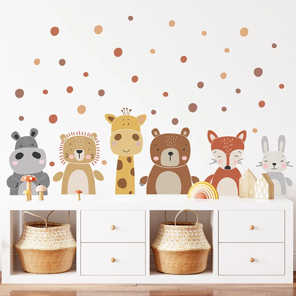 Boho Cute Giraffe Bear Animals - đánh giá và giá Baby Nursery Peel And Stick Wallpaper