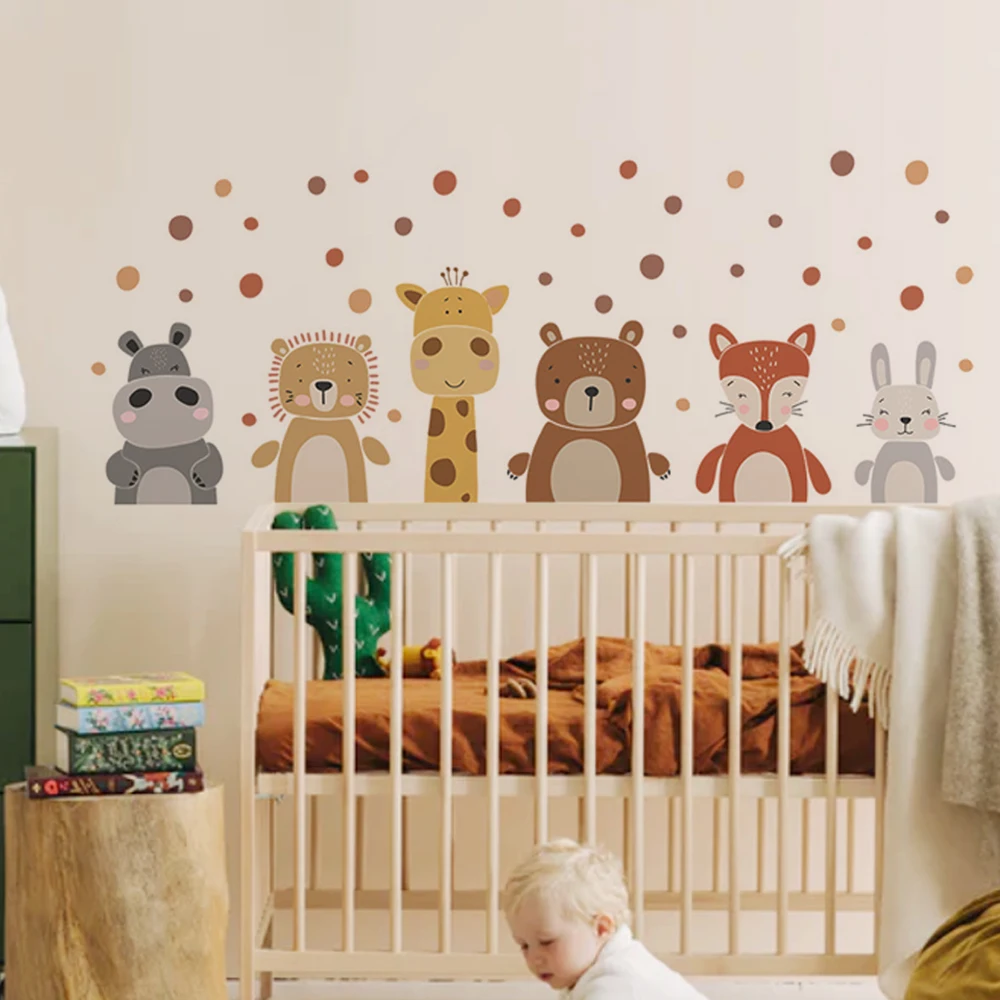 Boho Cute Giraffe Bear Animals - đánh giá và giá Baby Nursery Peel And Stick Wallpaper