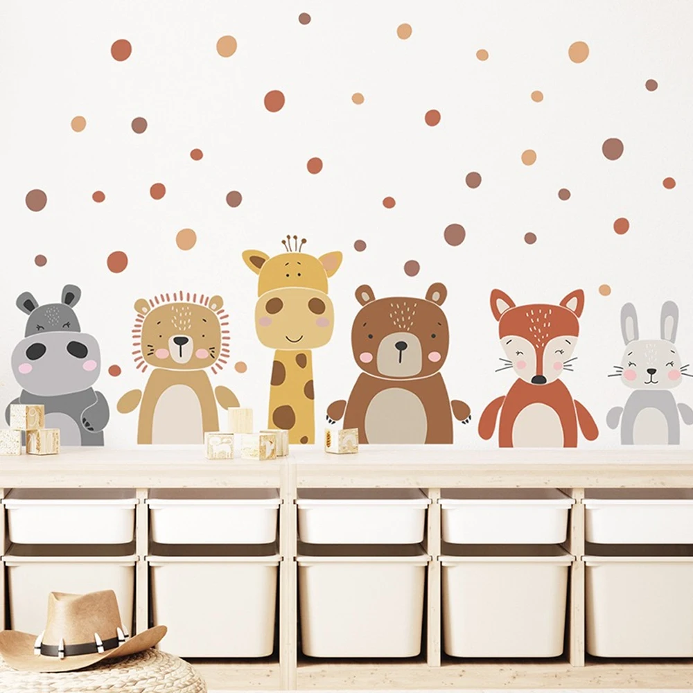 Boho Cute Giraffe Bear Animals - đánh giá và giá Baby Nursery Peel And Stick Wallpaper