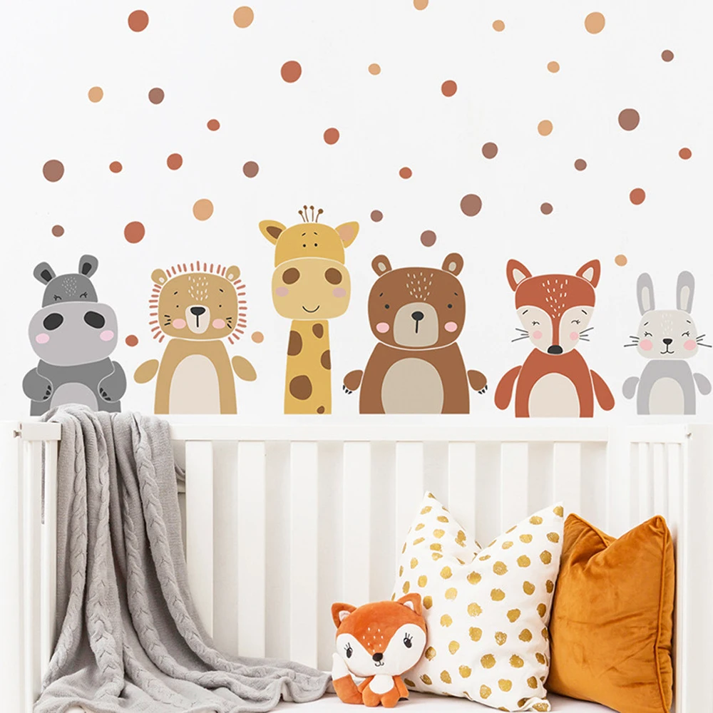 Boho Cute Giraffe Bear Animals - đánh giá và giá Baby Nursery Peel And Stick Wallpaper