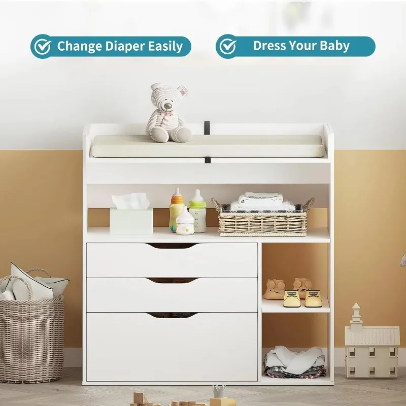 Contemporary minimalist MDF wh - đánh giá và giá Baby Nursery Drawers