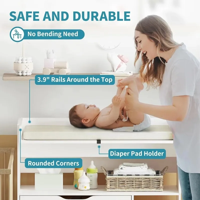 Contemporary minimalist MDF wh - đánh giá và giá Baby Nursery Drawers