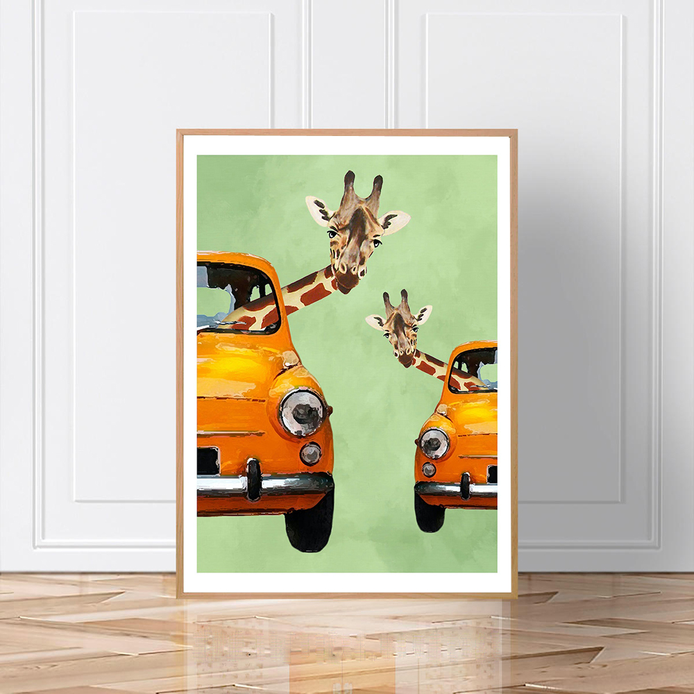Giraffes In Yellow Cars Cartoo - đánh giá và giá Baby Nursery Yellow