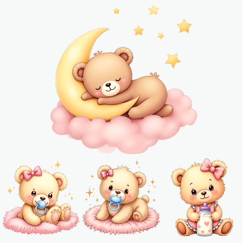 Cute Baby Bear Stickers Set So - đánh giá và giá Baby Nursery Yellow