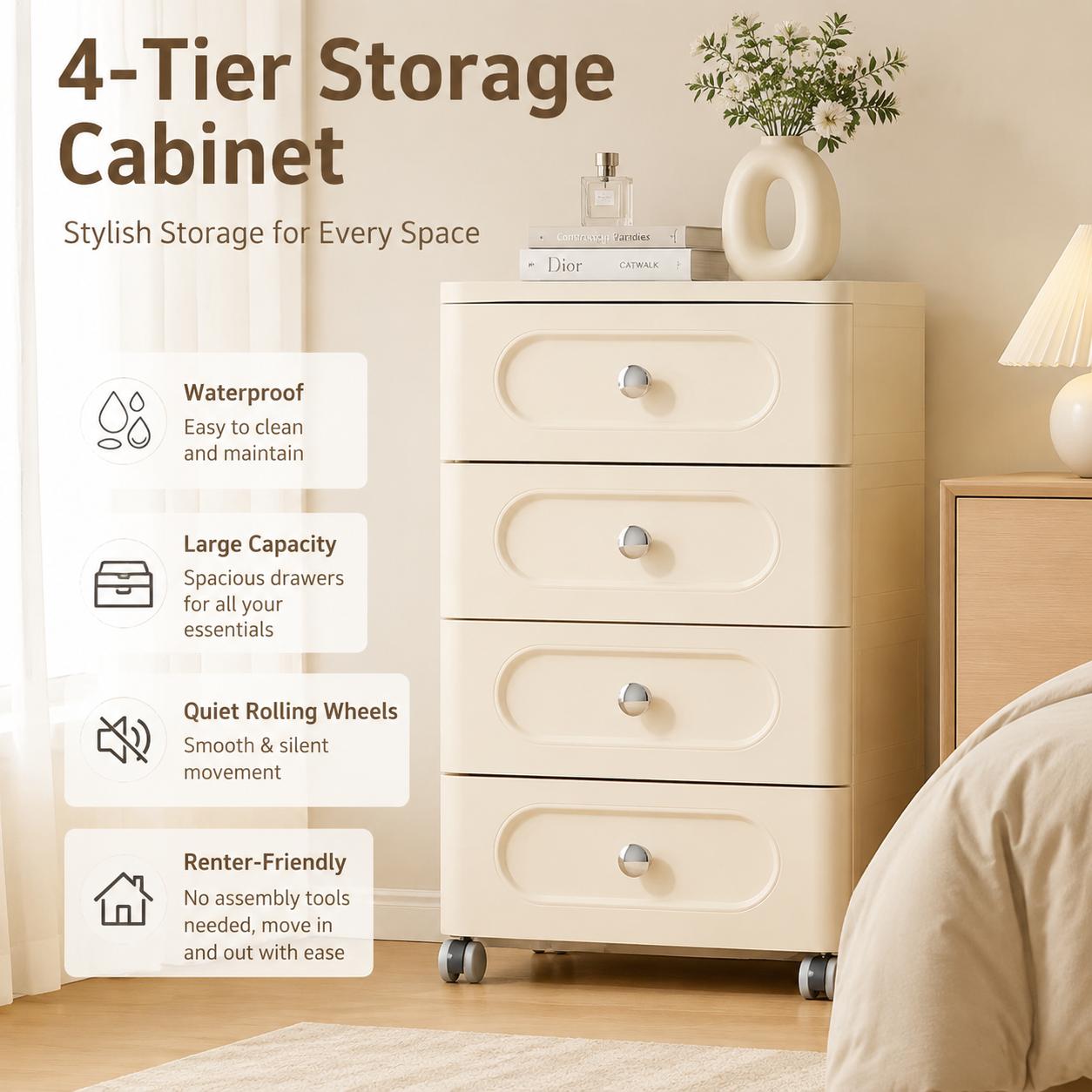 4-Drawer Rectangle Rolling Sto - đánh giá và giá Baby Nursery Drawers